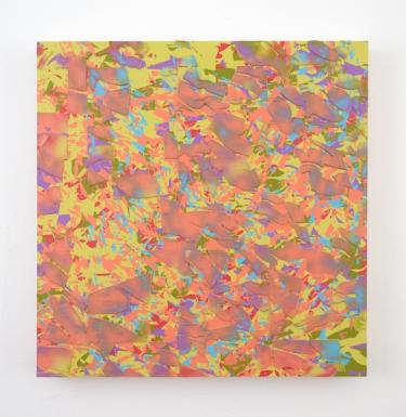 Square painting with multicolored patterns by Loring Taoka